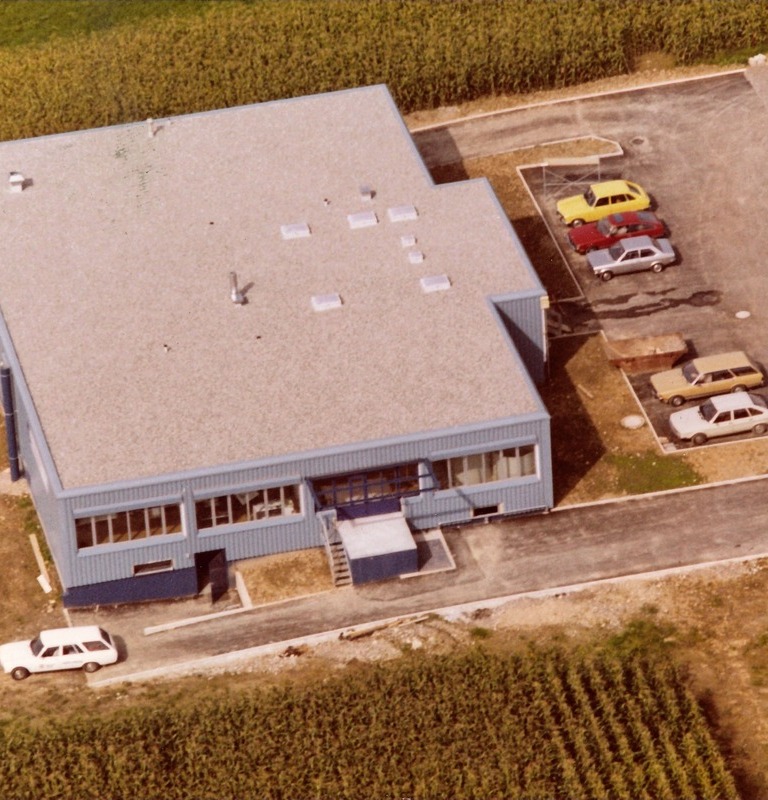 Aerial view of GS building captured in 1981.