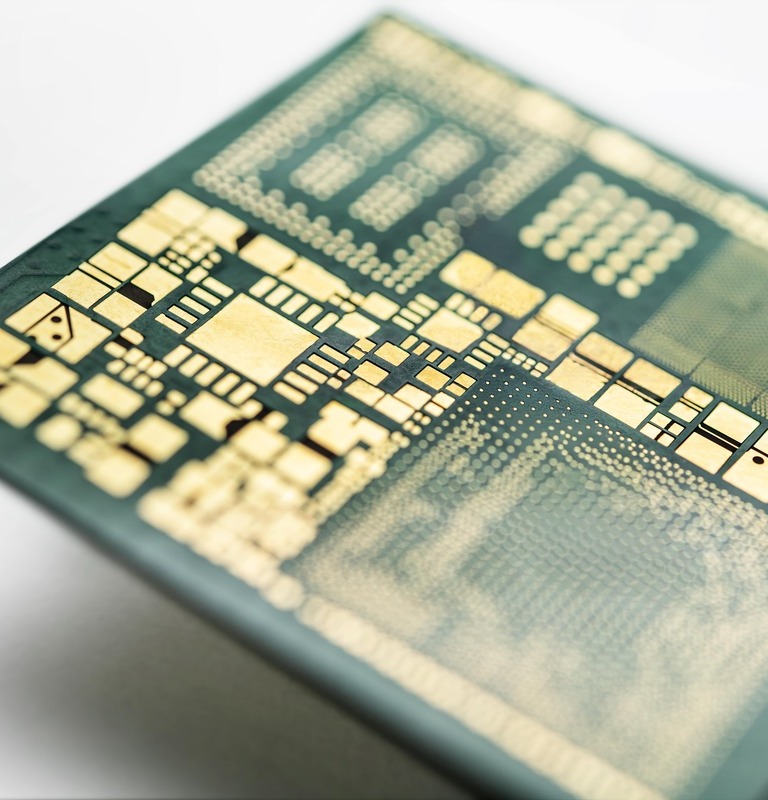 Substrate-like PCB (SLP) manufactured with SAP-technology.