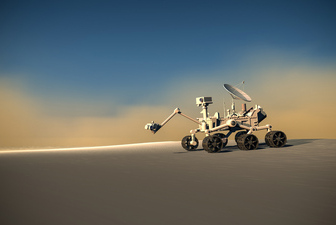 Mars Rover exploring the surface of Mars.